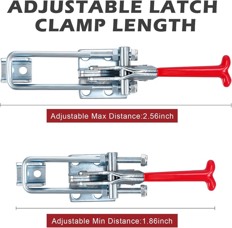 Yaocom 10 Pack 2000lbs Toggle Clamp 431 Heavy Duty Toggle Latch Clamp Adjustable U Bolt Self Lock Latch for Tire Carrier, Trailer and Door Hardware, Smoker Lid and More 7.87 Inch(433 Type) - Image 4